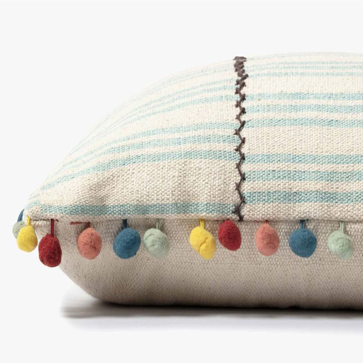 Loloi Rugs All Pillows Teal Pom Pom Pillow 3 Loloi Rugs All Pillows Teal Pom Pom Pillow