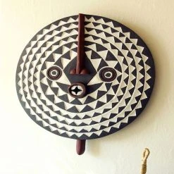 Swahili African Modern Bwa Wooden Sun Mask All Décor & Mirrors