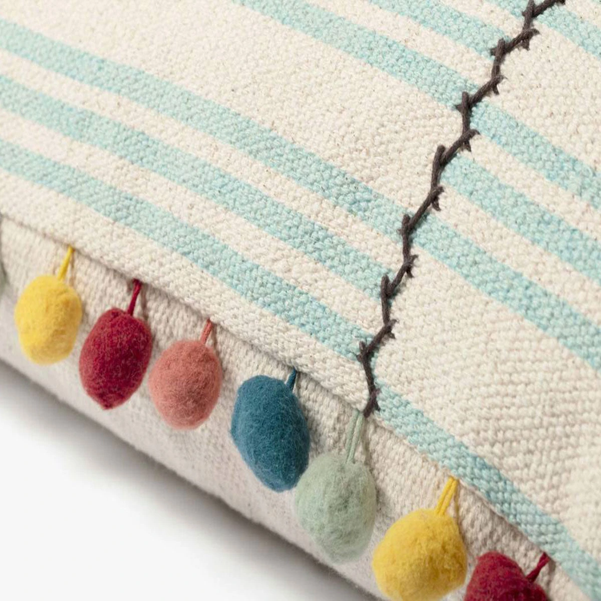 Loloi Rugs All Pillows Teal Pom Pom Pillow 5 Loloi Rugs All Pillows Teal Pom Pom Pillow