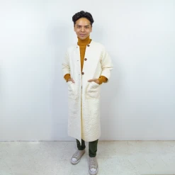 Peking Hamsa Quilted Coat In Porcelain By Jungalow® Coats/Robes 9 Peking Hamsa Quilted Coat In Porcelain By Jungalow® Coats/Robes