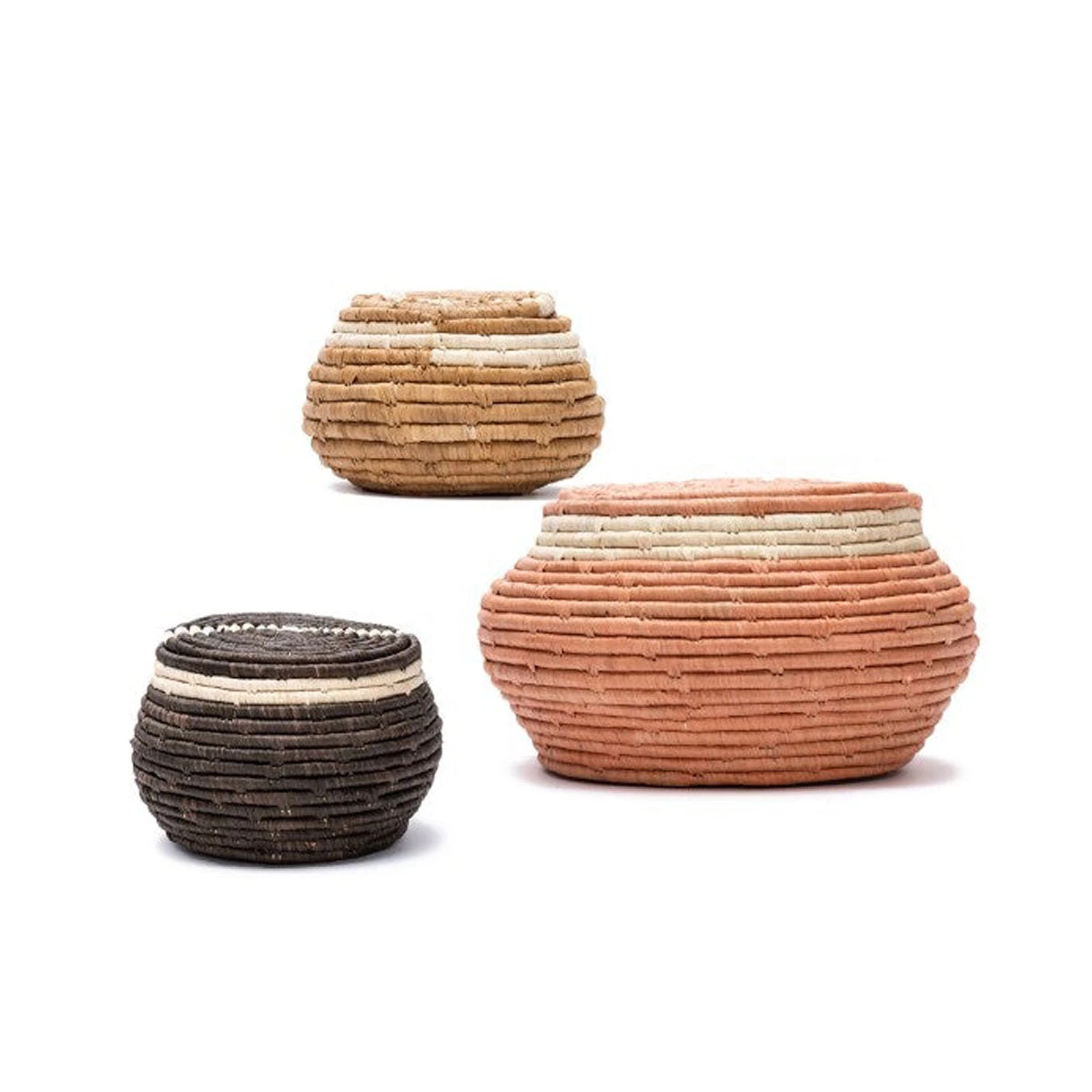 AAA Tabletop + Kitchen Set Of Peach + Tan Raffia Baskets 4 AAA Tabletop + Kitchen Set Of Peach + Tan Raffia Baskets