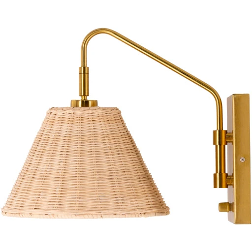 Surya All Lighting Rattan + Gold Sconce 8 Surya All Lighting Rattan + Gold Sconce
