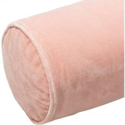 Surya All Pillows Cotton Velvet Bolster Pillow In Pink