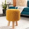 Surya Knit Gold Stool All Stools, Poufs + Side Tables