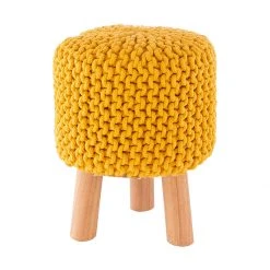 Surya Knit Gold Stool All Stools, Poufs + Side Tables