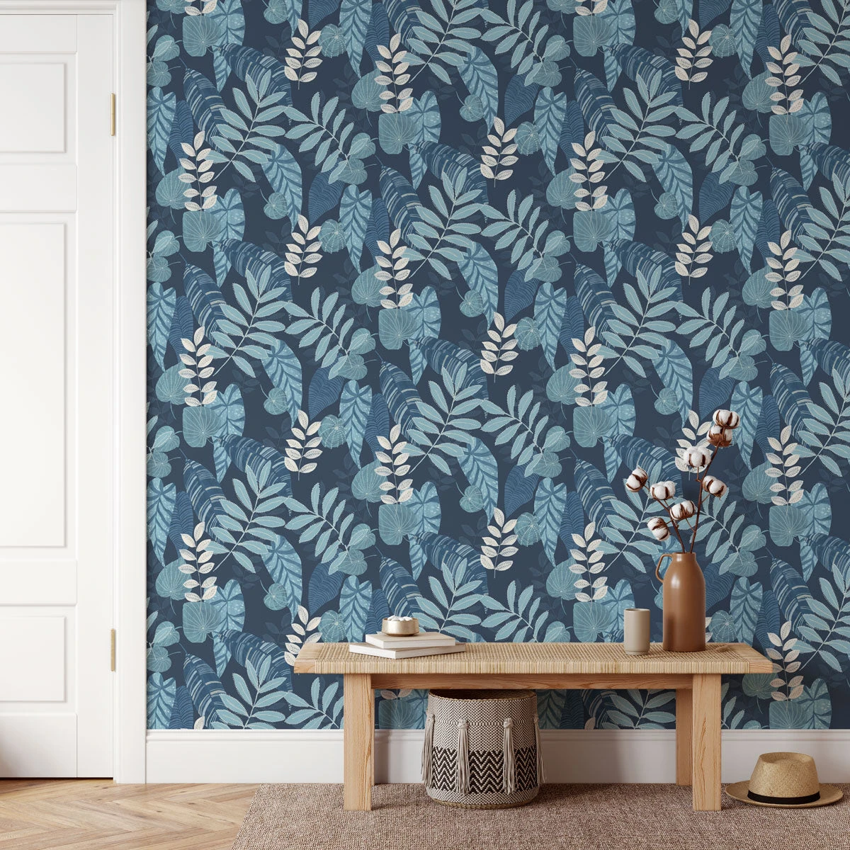 Jungalow® Lilia Wallpaper In Blue 4 Jungalow® Lilia Wallpaper In Blue