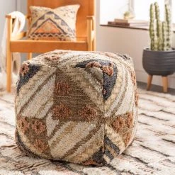 Surya Tufted Stitched Pouf All Stools, Poufs + Side Tables