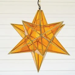 Kalalou All Lighting Amber Glass Star Pendant Light