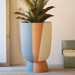 Kalalou Planters Tall Triple Stripe Planter 7 Kalalou Planters Tall Triple Stripe Planter