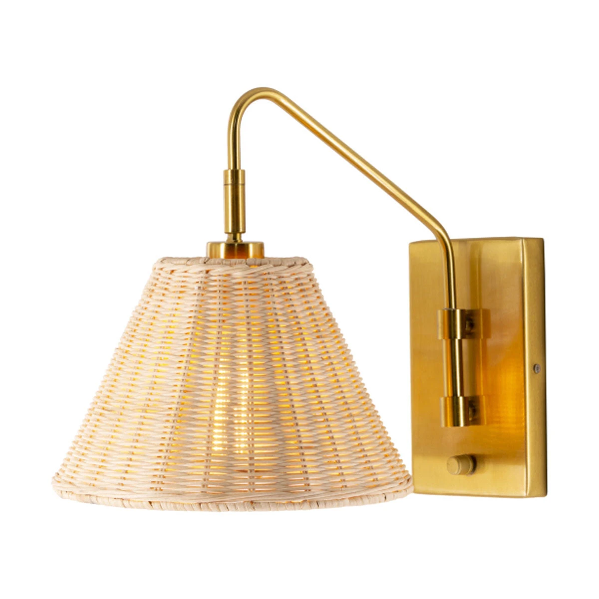 Surya All Lighting Rattan + Gold Sconce 3 Surya All Lighting Rattan + Gold Sconce