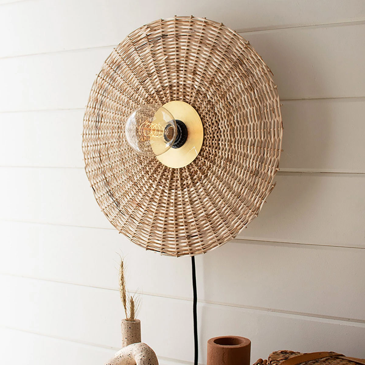 Kalalou Rattan Wall Sconce Lamp All Lighting 3 Kalalou Rattan Wall Sconce Lamp All Lighting