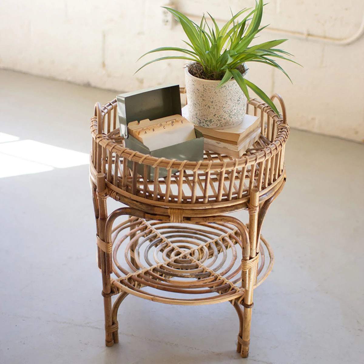 Kalalou Cane Table With Tray 3 Kalalou Cane Table With Tray